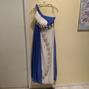 Royal Blue and White Prom Dress